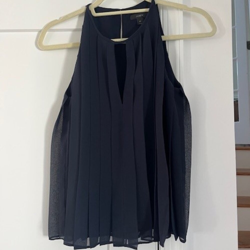 NWOT J. Crew Pleated Keyhole Sleeveless blouse, size 00